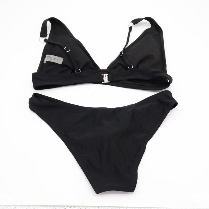 2 Piece Bikini Set Womens Small Black Stretch Padded Adjustable Strap Swimwear