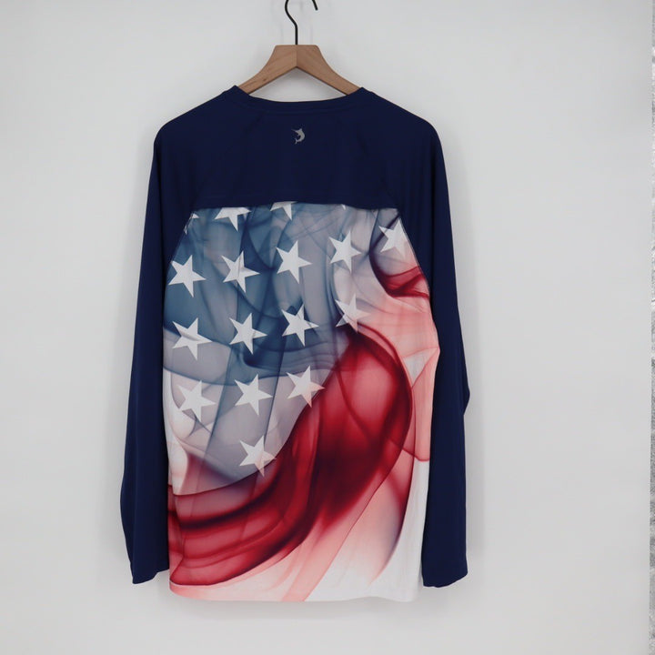 Reel Legends Performance Outfitters Mens XL Long Sleeve American Flag Top