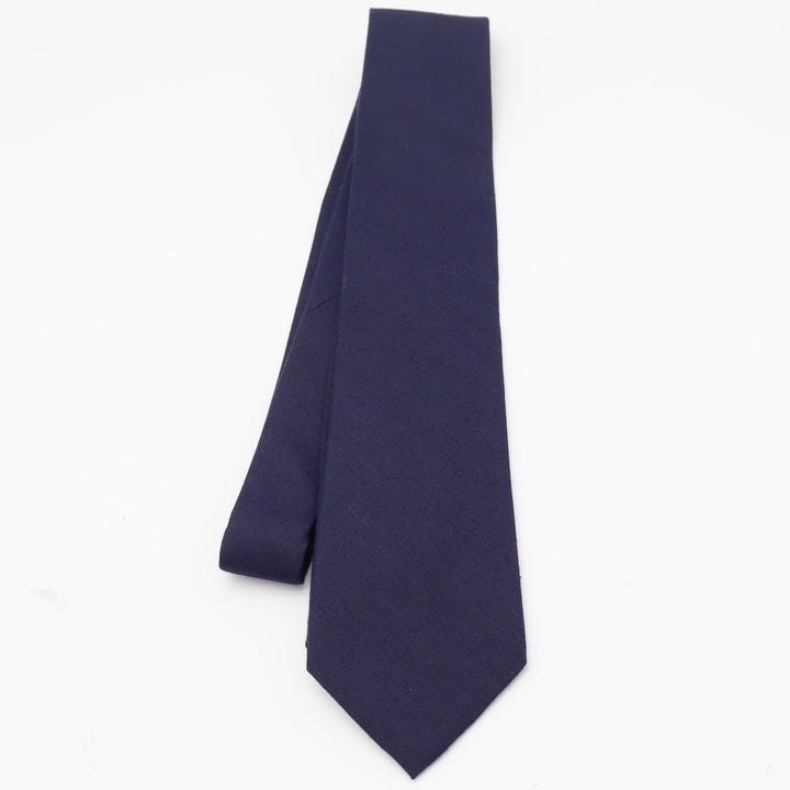 Wembley Necktie Mens OS Classic Navy Blue Solid Silk Blend Hand Made Excellent