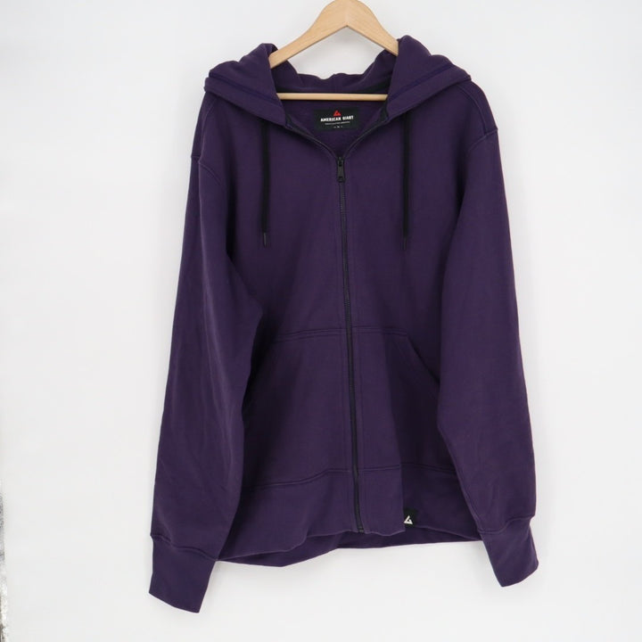 American Giant Hoodie Mens XL Purple Logo Fleece Lined Cotton Classic Full Zip