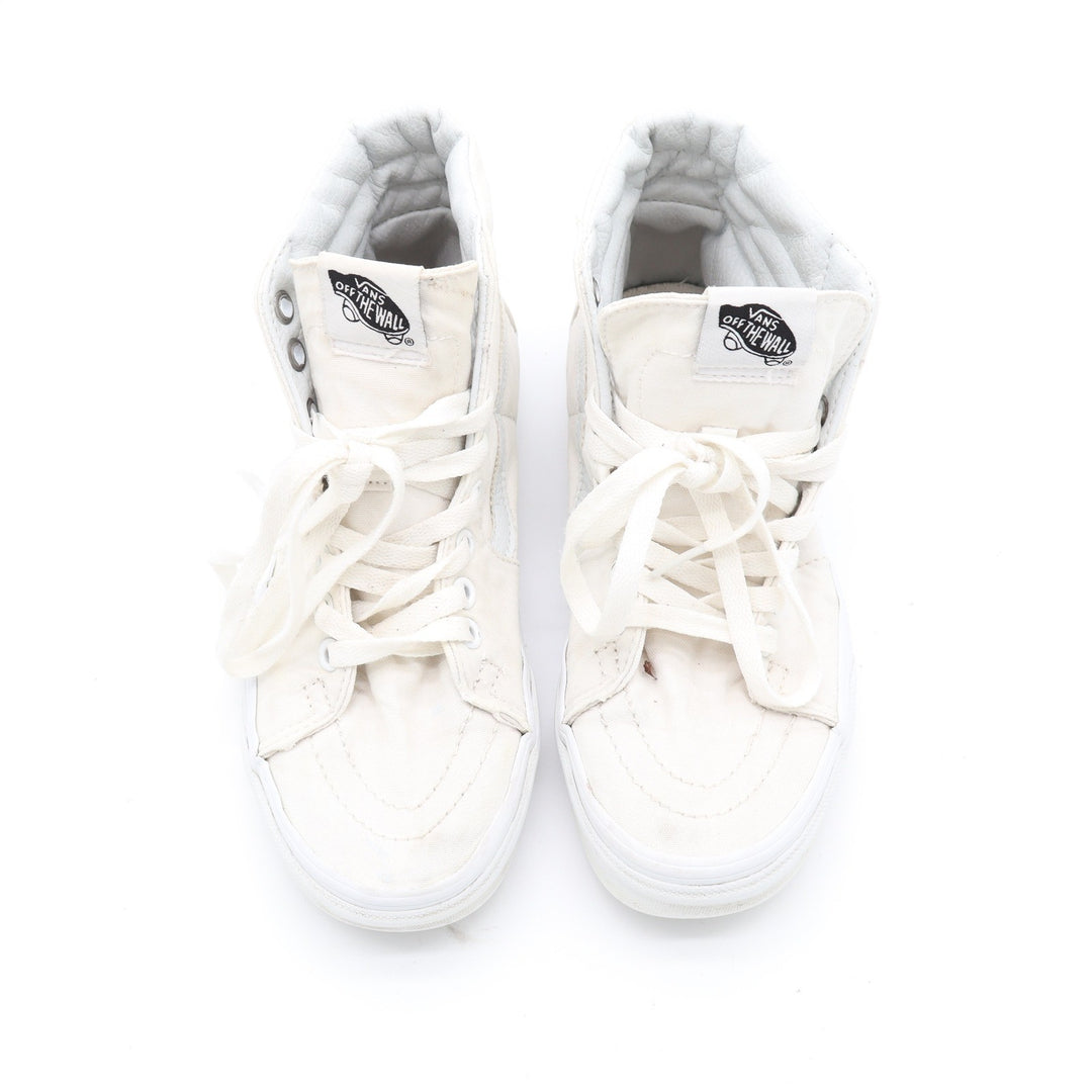 Vans Sk8-Hi High Top Sneakers Off White Canvas Skate Shoes Womens 6.5