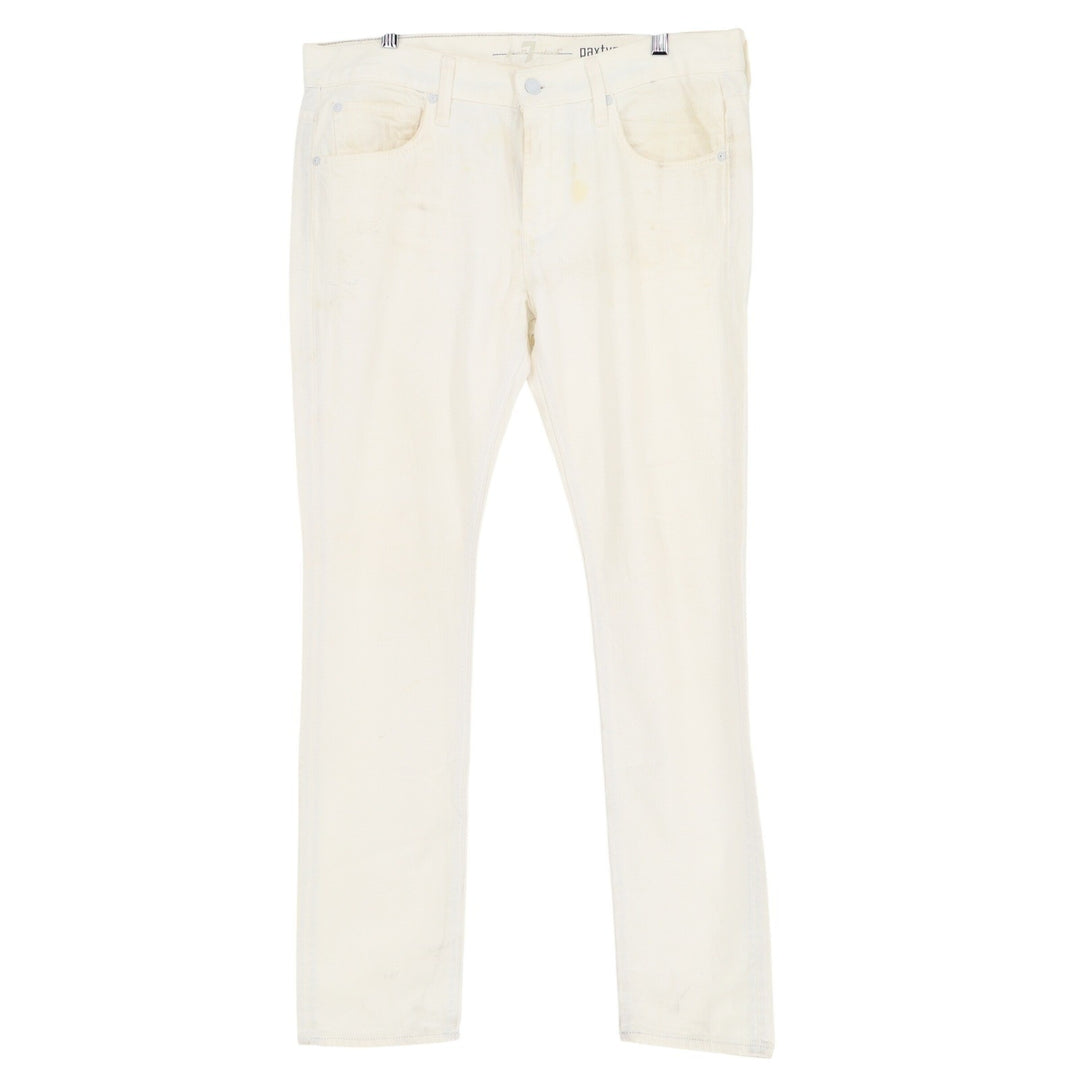 7 For All Mankind Paxtyn Skinny Jeans Mens 34 White Cotton ATA13948A USA Made