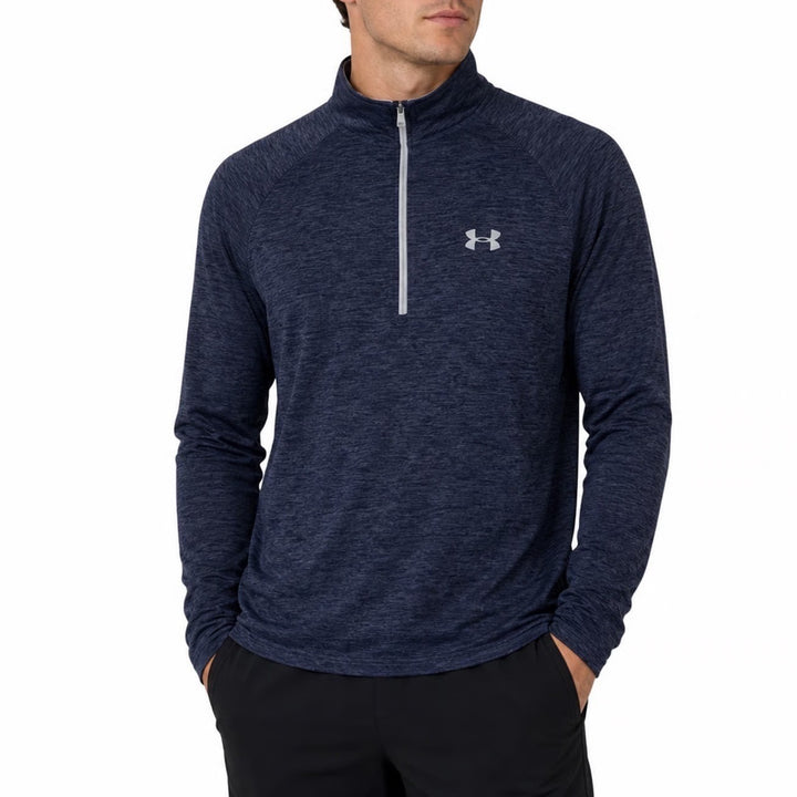 Under Armour Mens HeatGear 2.0 1/4 Zip Pullover Navy Blue Heather MD