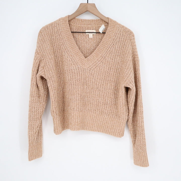 State of Day Intimates Pajama Top Womens M Beige Open Knit Sleepwear Pullover