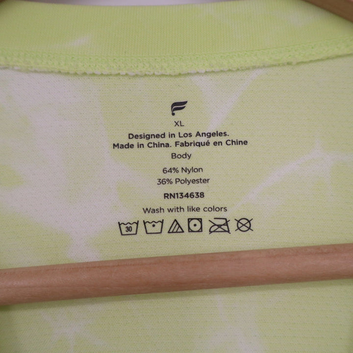 Fabletics Mens Training Day Tee XL Lime Green Tie Dye Performance Shirt NEW