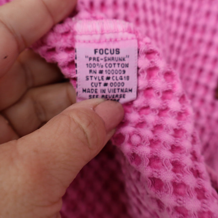 Focus Pink Waffle Knit 100% Cotton Button Front Cardigan Jacket Womens S