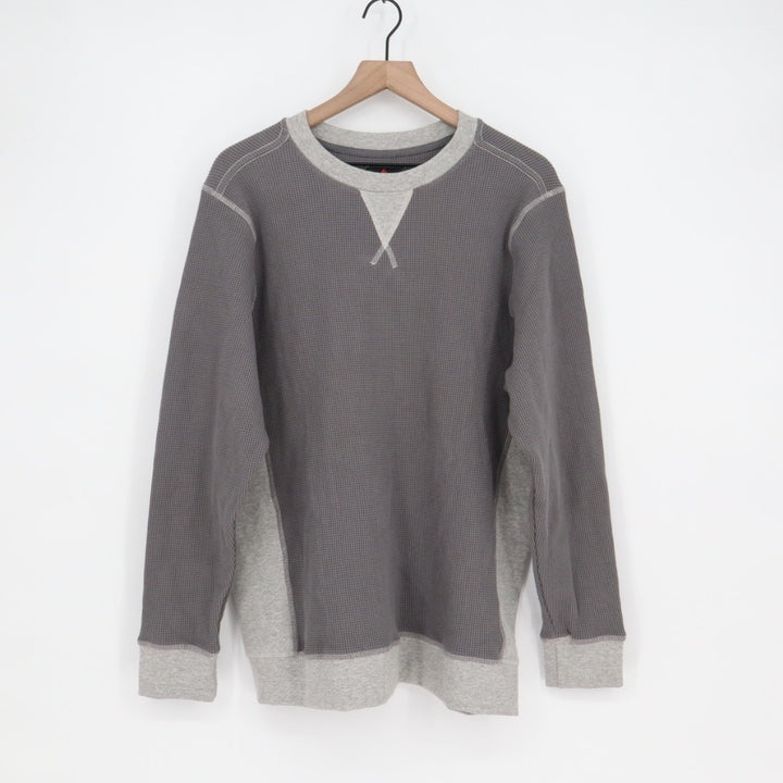 American Giant Colorblock Summit T-Shirt Mens XL Gray Waffle Knit Long Sleeve