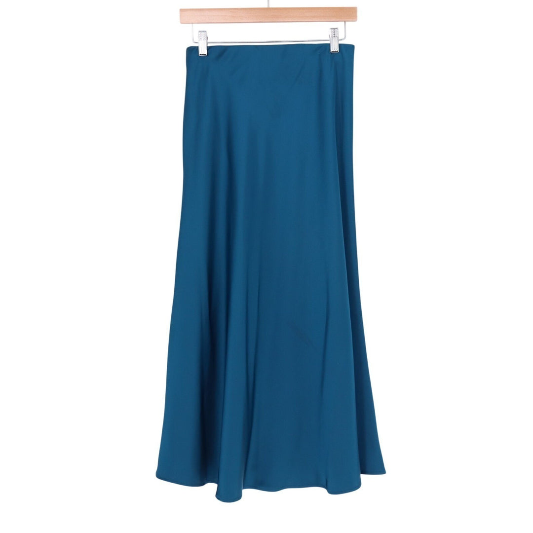 A New Day A-Line Skirt Womens S Midnight Blue Stretch Midi Length Elastic Waist