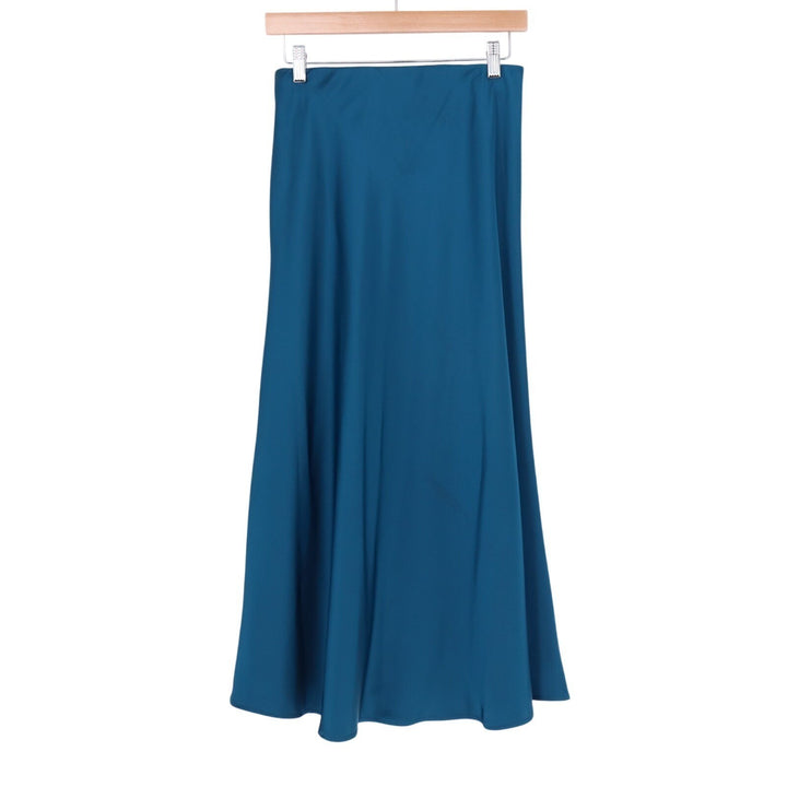 A New Day A-Line Skirt Womens S Midnight Blue Stretch Midi Length Elastic Waist