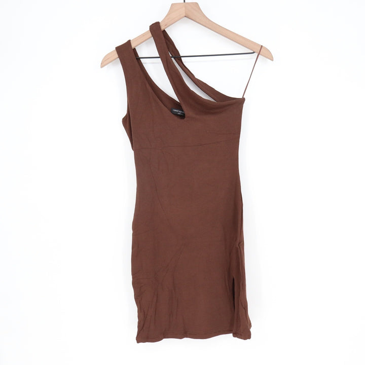 Naked Wardrobe Chocolate Brown Asymmetric Cutout Mini Dress Mens M
