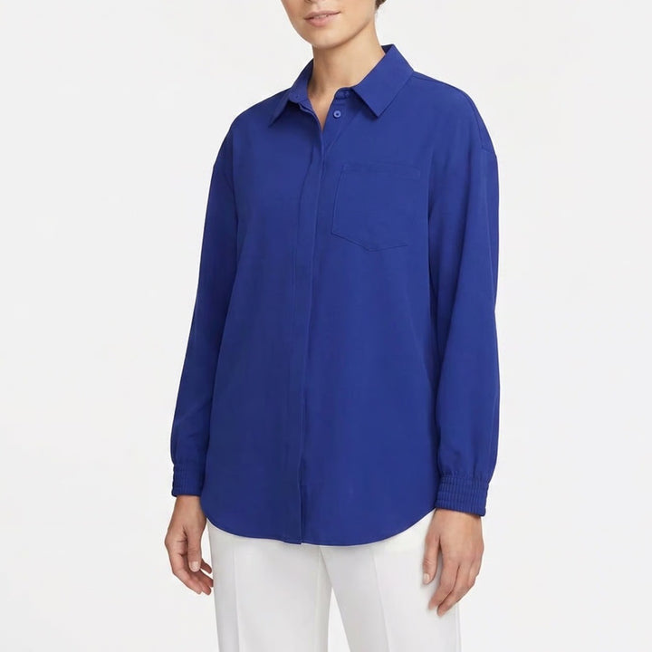 Nike 24.7 Dri-FIT Womens Royal Blue Button Up Shirt Small NEW