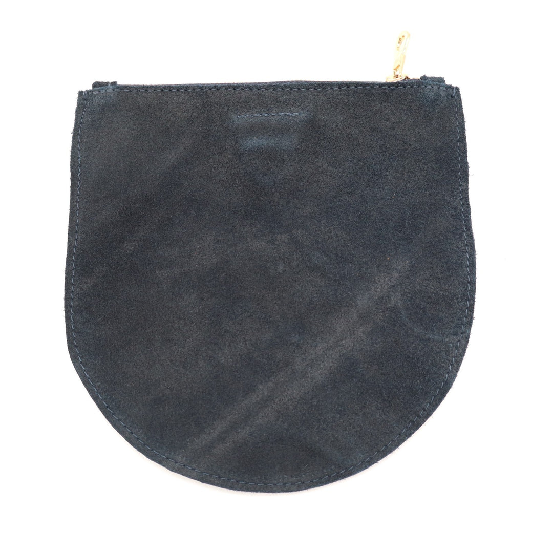 Parker Clay Womens U-Pouch Slate Gray Suede Crescent-Shaped Zipper Purse