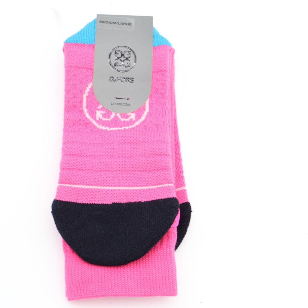 G/FORE Ladies Pink Blue Black Crew Socks Medium Large Golf Performance