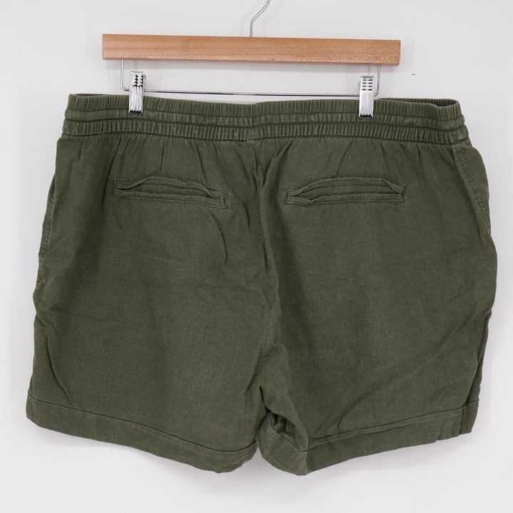 Old Navy Womens XL Olive Green Linen Blend Drawstring Elastic Waist Shorts XL