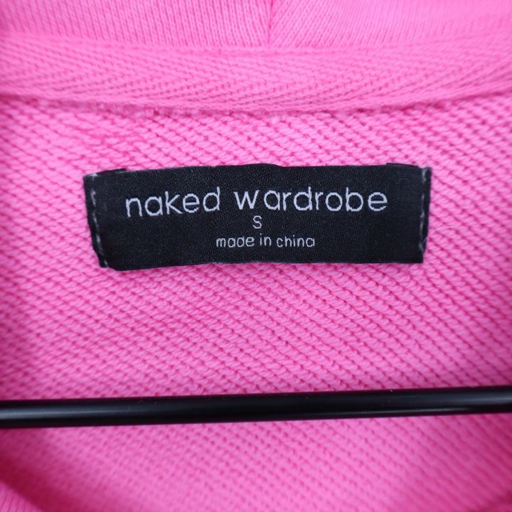 Naked Wardrobe Women's Neon Pink Cropped Hooded Sweatshirt S