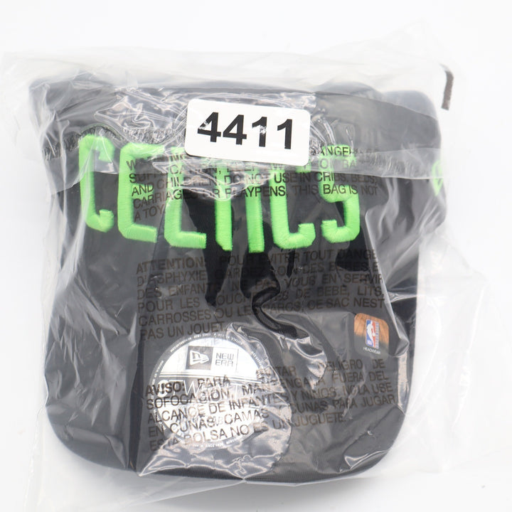 New Era 9TWENTY Boston Celtics NBA Hat Black Neon Green Adjustable