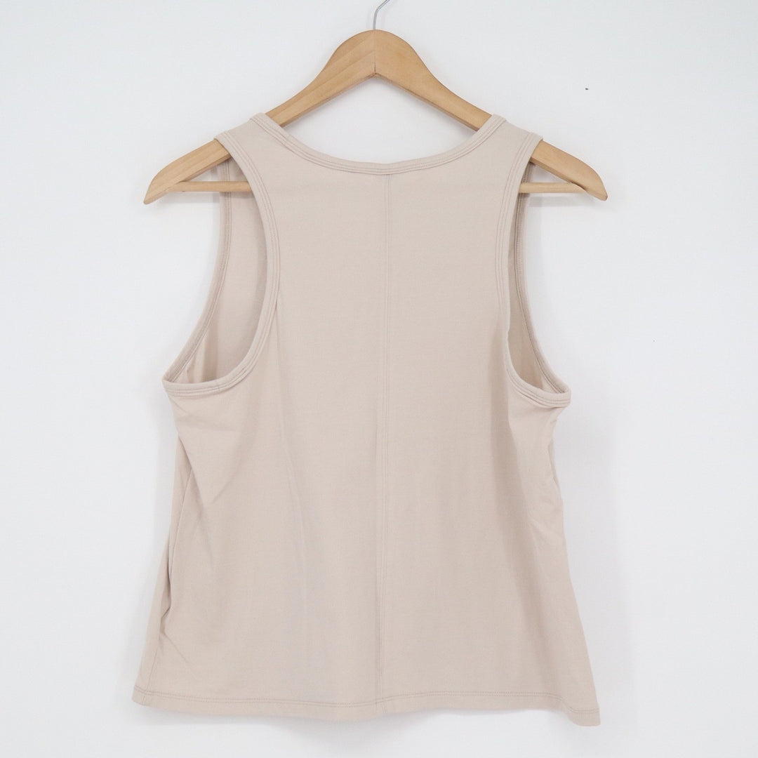 Athleta Womens Beige Supima Cotton Spandex Scoop Neck Tank Top Size M