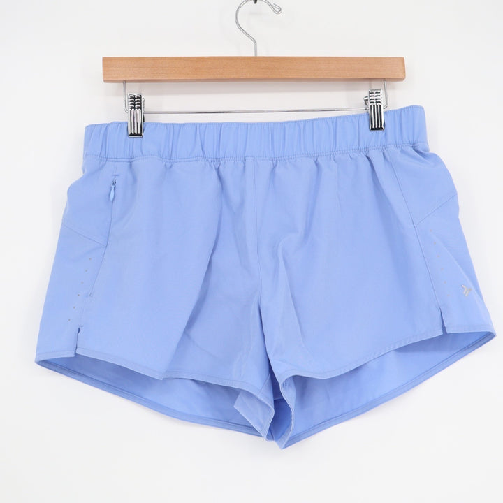 Old Navy Quick Dry Running Shorts Womens Medium Blue Zip Pockets Stretch Active