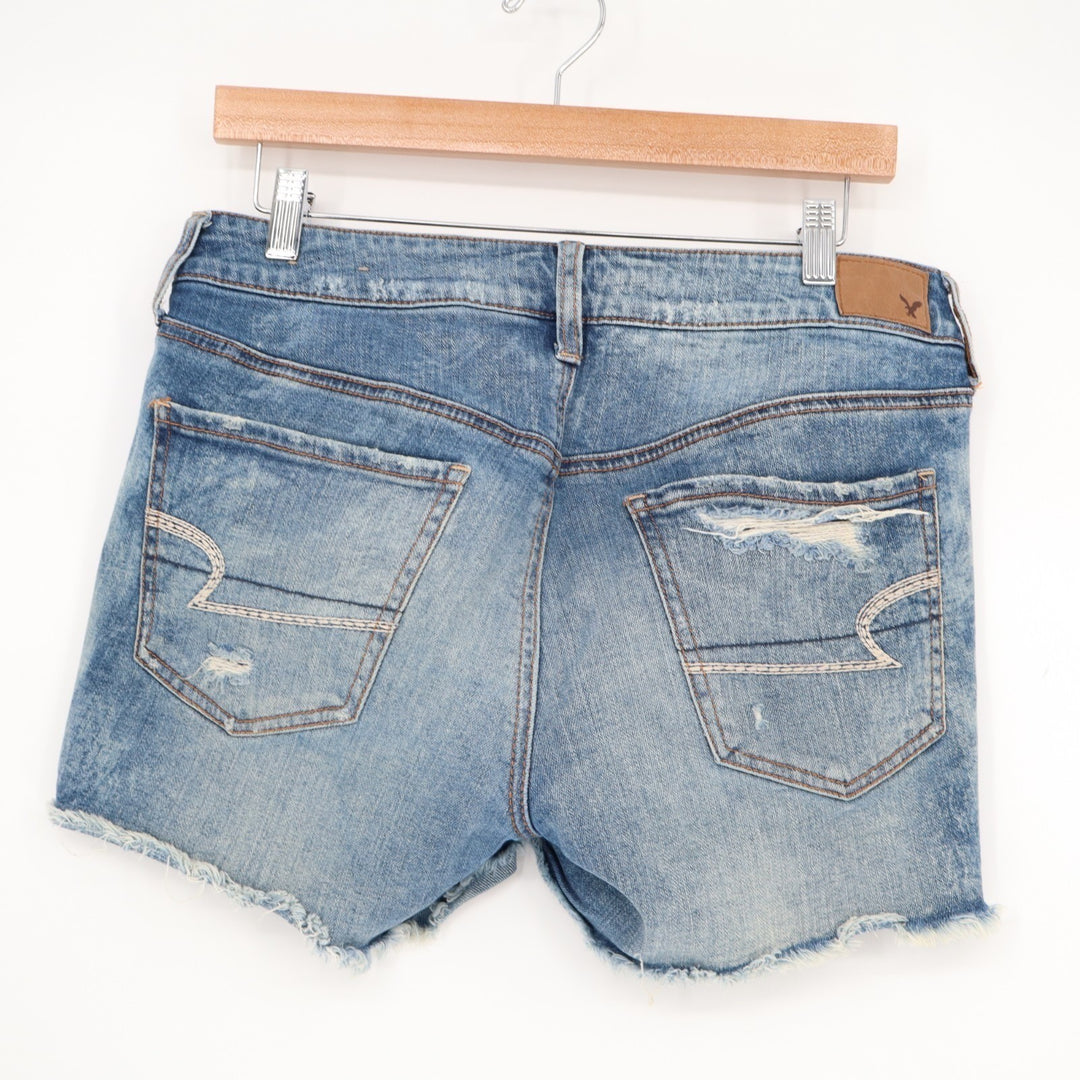 American Eagle Outfitters Cut Off Shorts Womens 4 Blue Denim Stretch Distressed