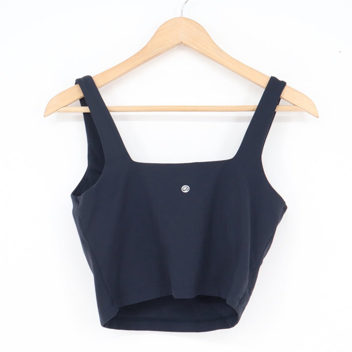 CRZ YOGA Navy Blue Square Neck Longline Sports Bra Crop Top Medium