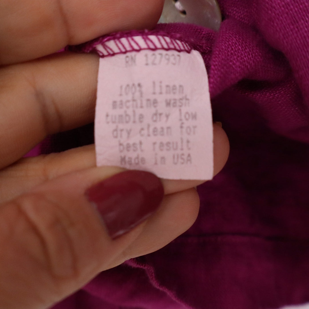 Christopher Calvin Magenta Pink 100% Linen Button Front Shirt Jacket Womens S