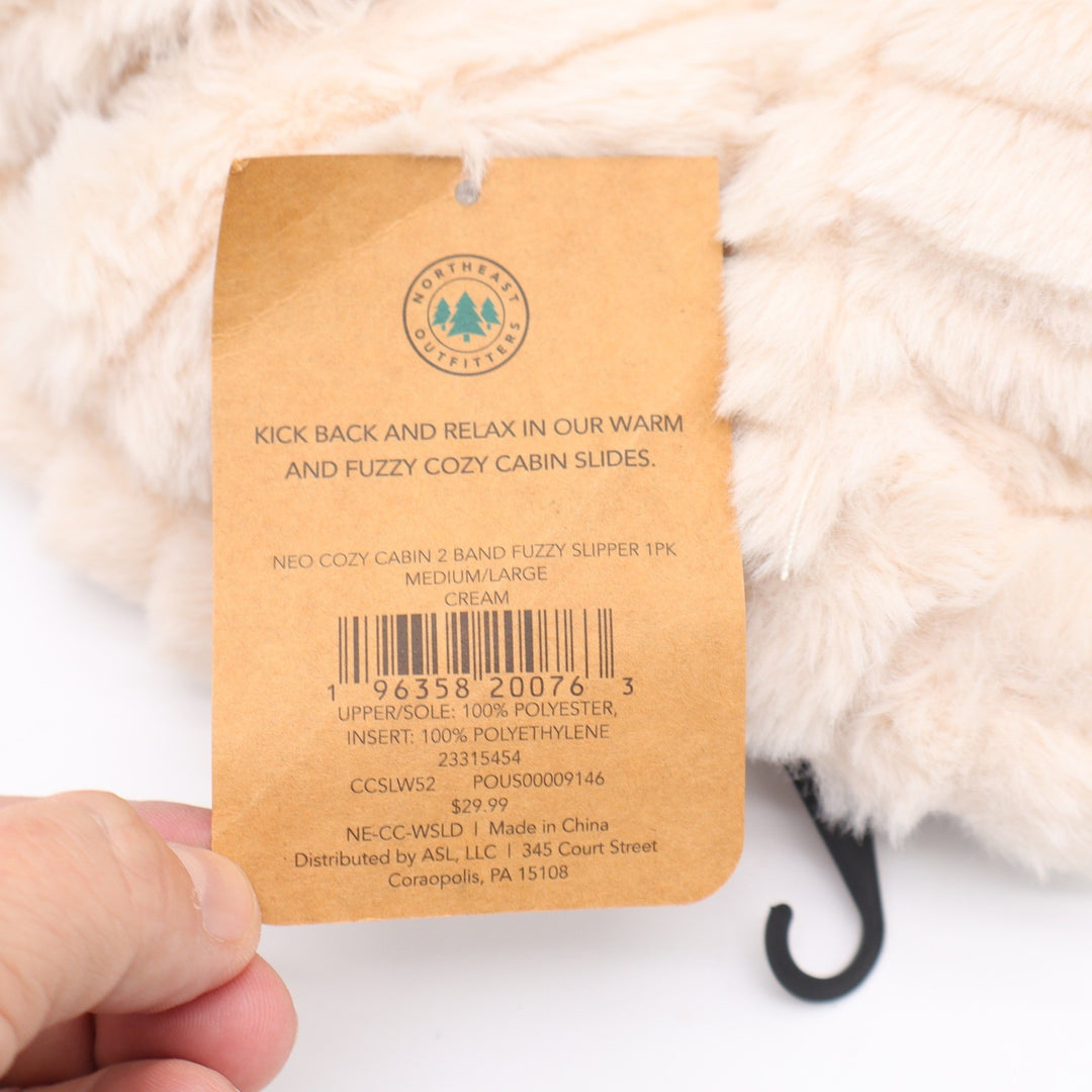 Northeast Outfitters Cream Fuzzy Slide Slippers Womens Medium Large 7-9 New