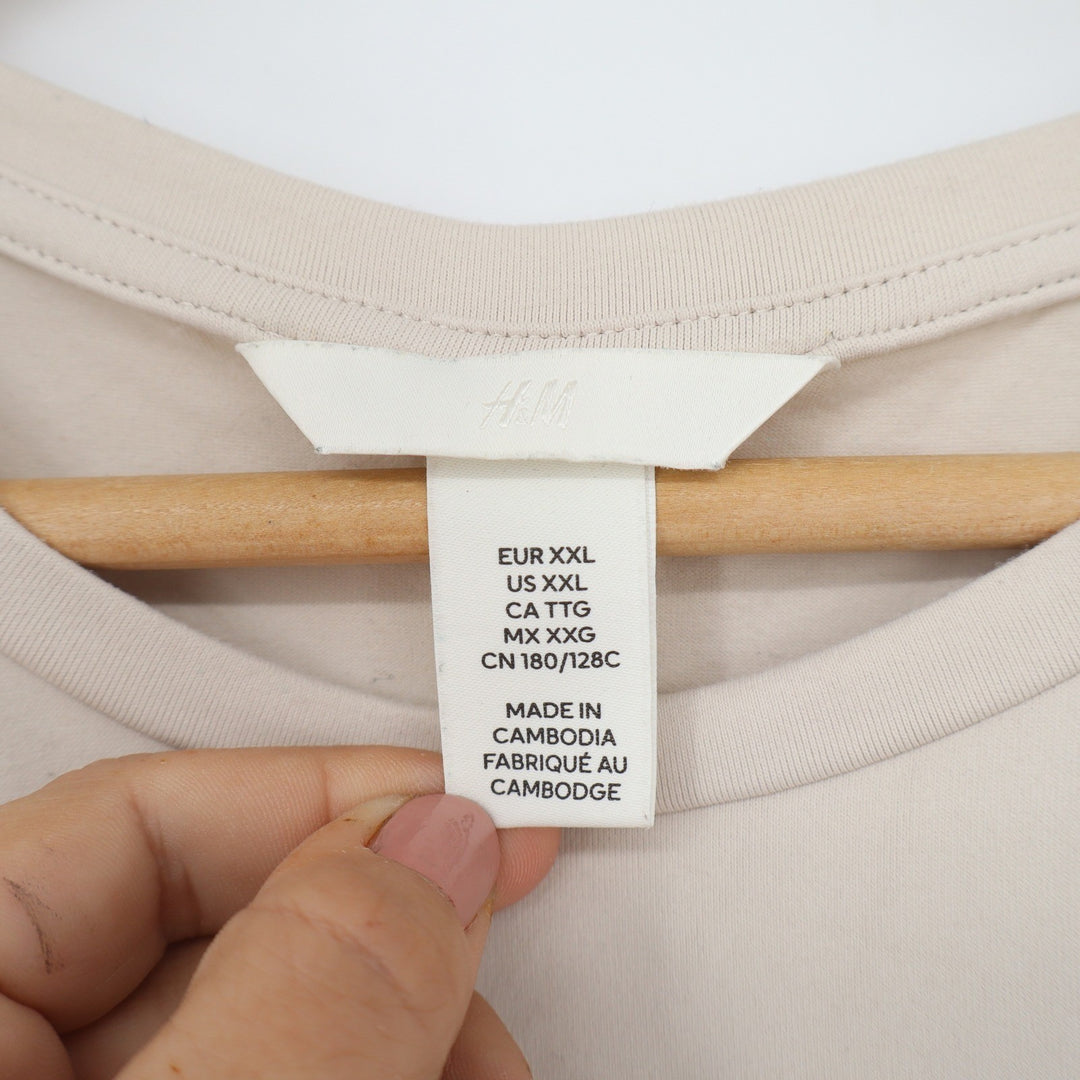 HM Womens XXL Beige Short Sleeve Crew Neck Stretch Nylon Spandex Basic T-Shirt