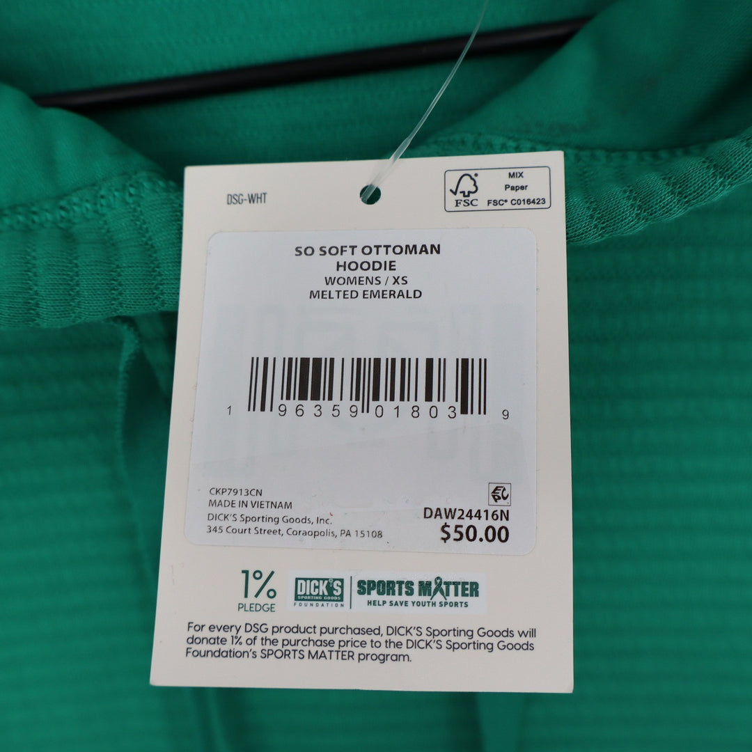DSG Womens So Soft Ottoman Hoodie Melted Emerald Green Ribbed XS