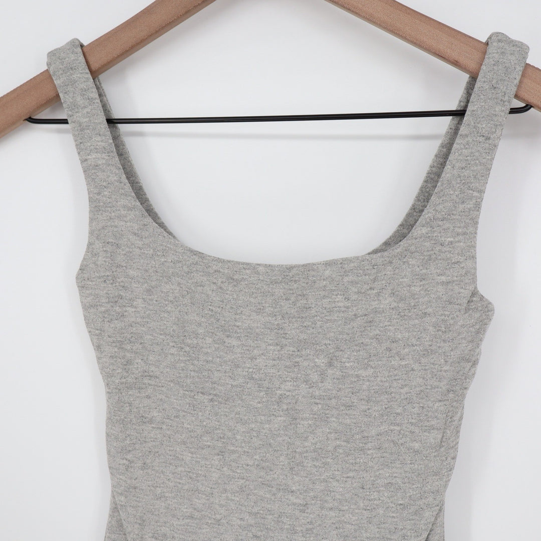 Naked Wardrobe Heather Grey Scoop Neck Thong Bodysuit Large USA Made