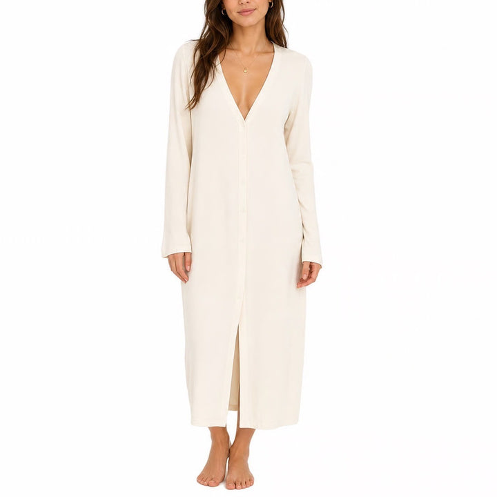 Tart Womens Ribbed Longline Duster Cardigan Cream Ivory Button Front Size L