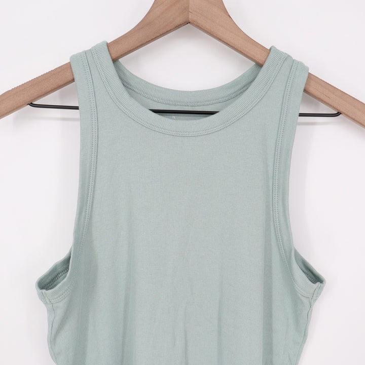 A New Days Tank Top Womens XL Sage Green Ribbed Knit Yoga Running Round Neck