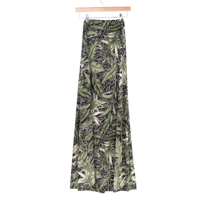 Windsor Cali Maxi Skirt Womens XS Multi Palms Tropical Print Stretch Front Slit