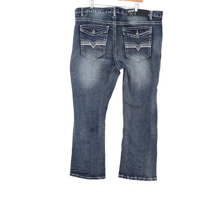 True Luck Mens Classic Stretch Bootcut Jeans Dark Blast 44x32 NEW