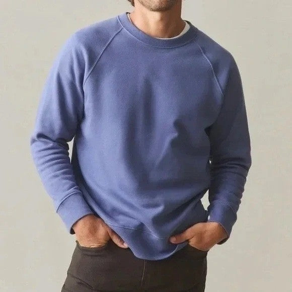 American Giant Midweight Sweatshirt Mens Large Blue Cotton Fleece Lined Pullover