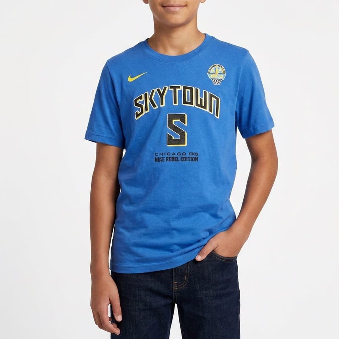 Nike Chicago Sky Angel Reese Skytown Rebel Edition Blue Youth T-Shirt L 14/16