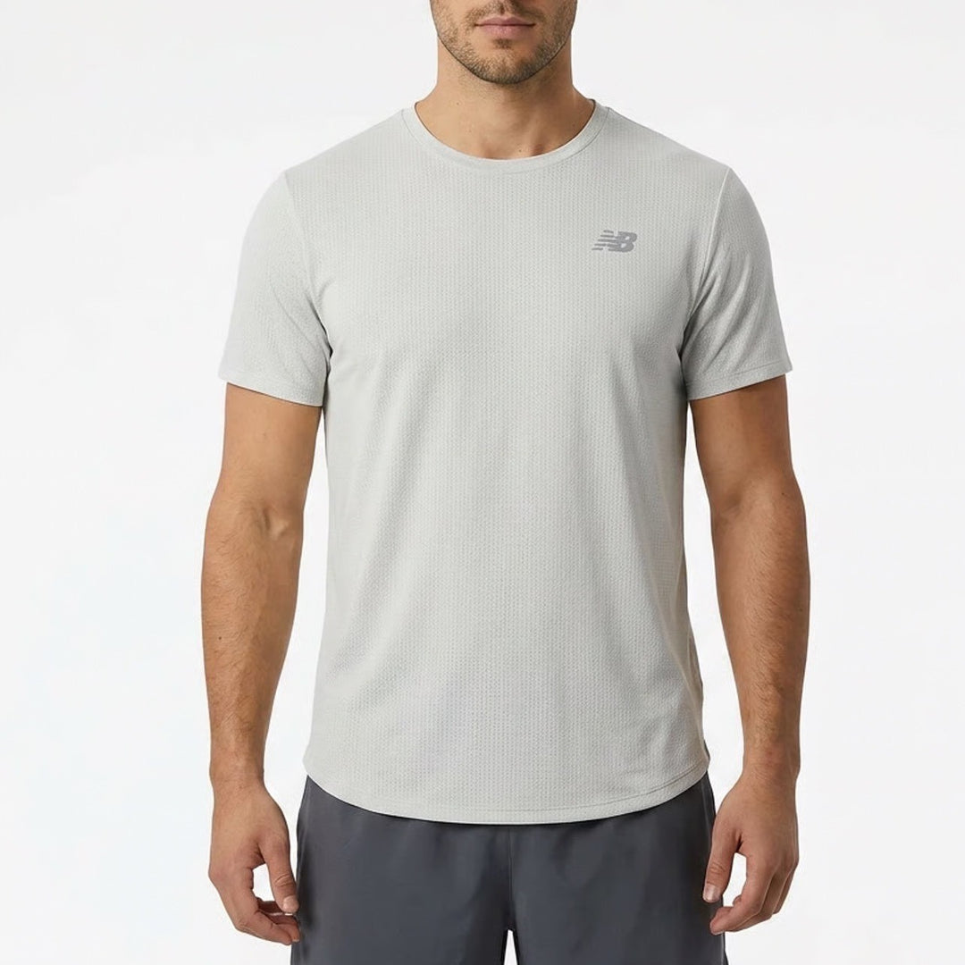 New Balance Mens Short Sleeve Perforated Mesh Athletic T-Shirt Grey Size M