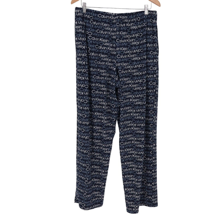 Calvin Klein Men's Pajama Pants Lounge Sleepwear L Navy All Over Logo Print