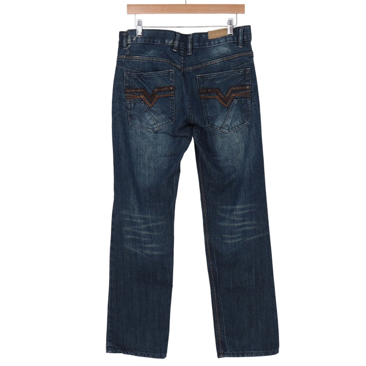F.U.S.A.I. Jeans Mens 32 Straight Leg Dark Wash Embroidered Cotton Excellent