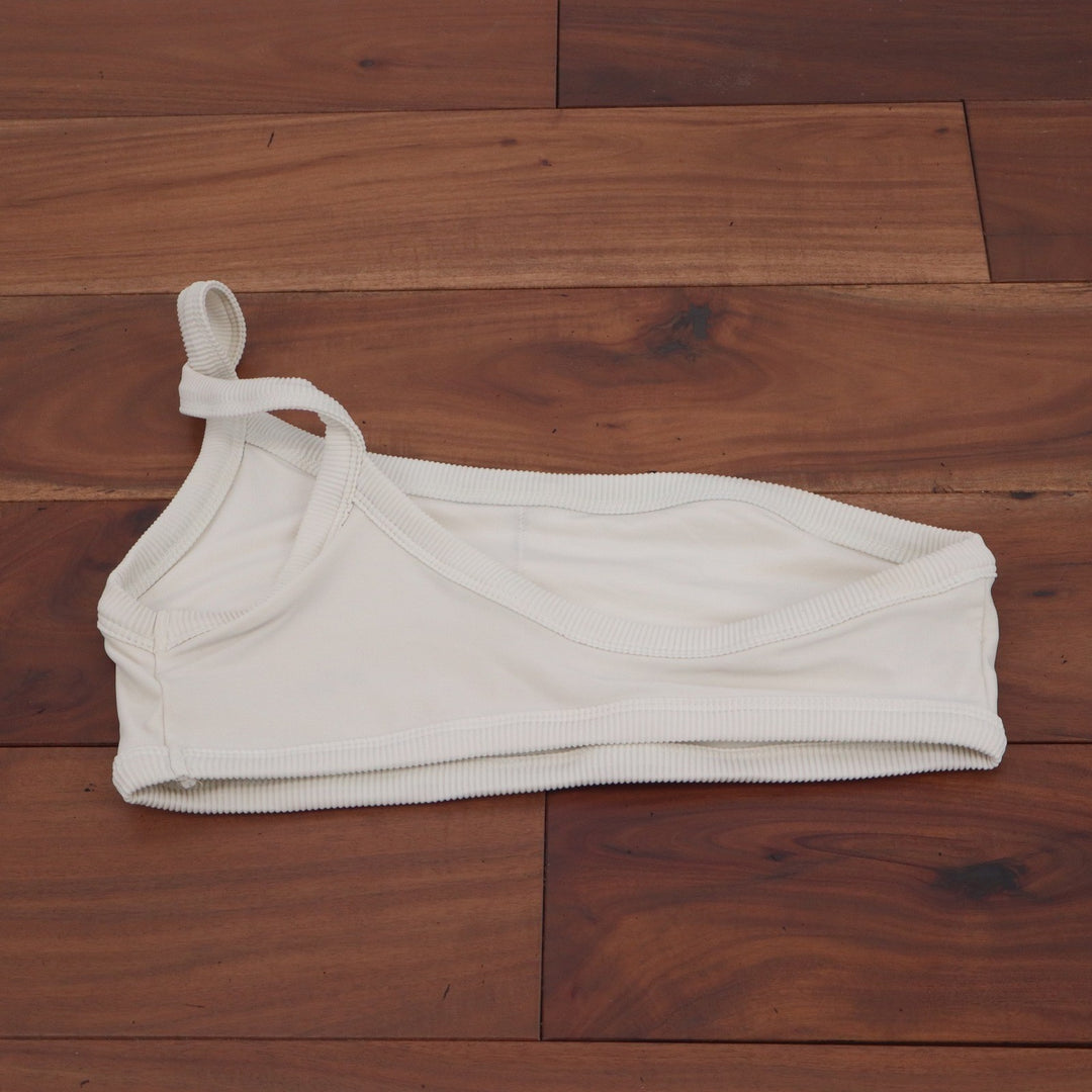 Aerie White Ribbed One Shoulder Bandeau Bikini Top Size Medium