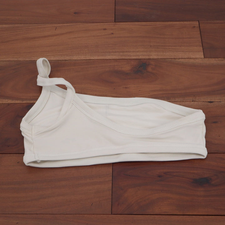 Aerie White Ribbed One Shoulder Bandeau Bikini Top Size Medium