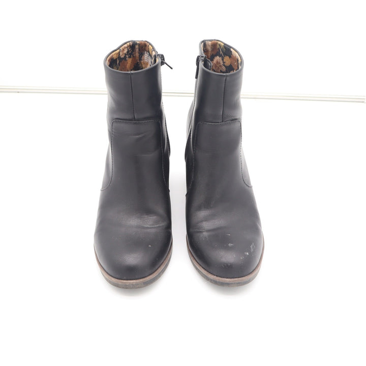 Journee Collection Black Faux Leather Ankle Boots Block Heel Side Zip Size 8.5M