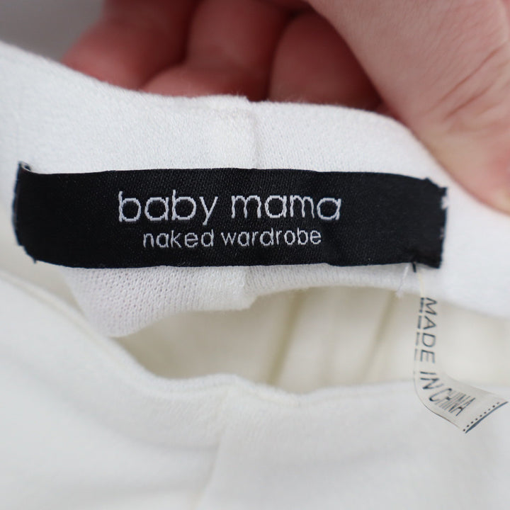 Naked Wardrobe Baby Mama Cream Maternity Biker Shorts Small