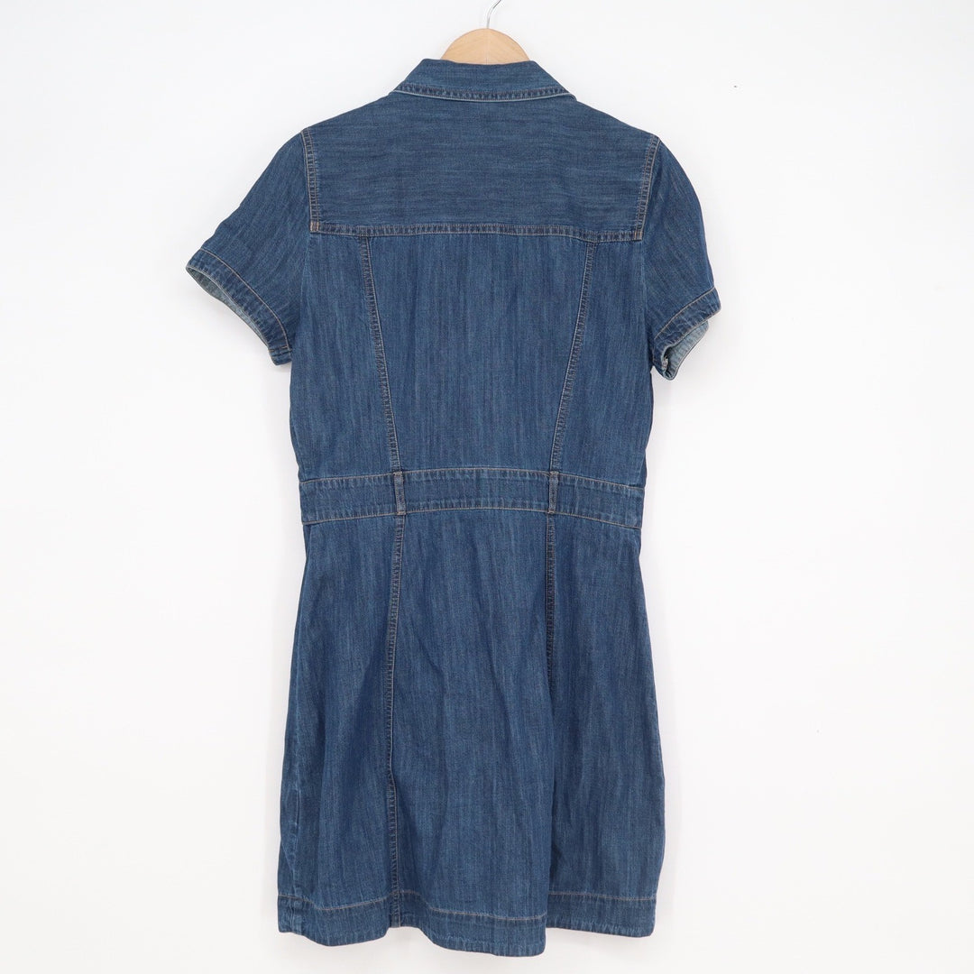 Express Womens Blue Denim Short Sleeve Button Front Mini Shirt Dress Small S
