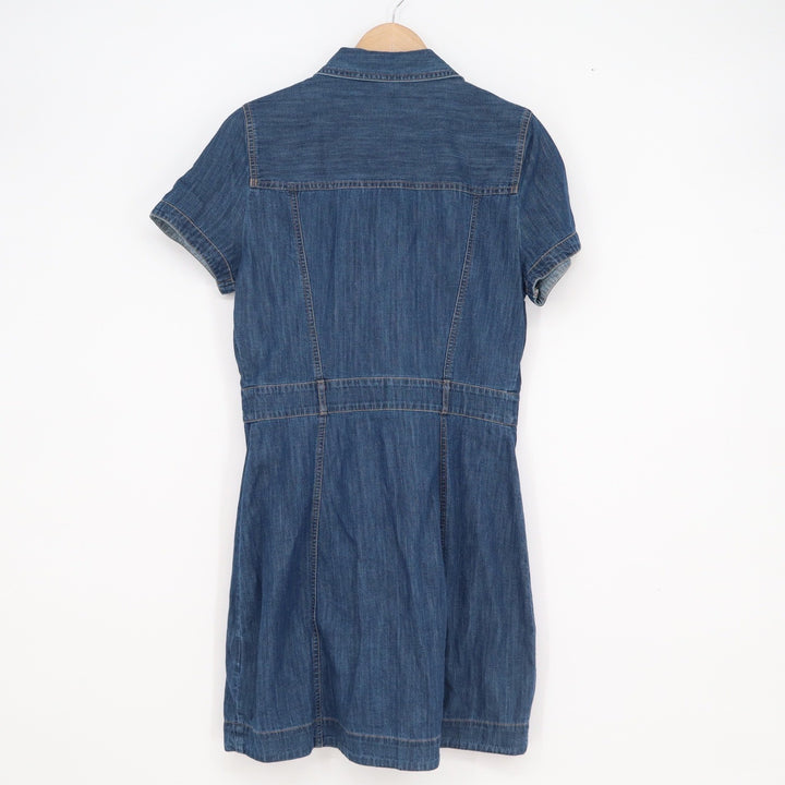 Express Womens Blue Denim Short Sleeve Button Front Mini Shirt Dress Small S