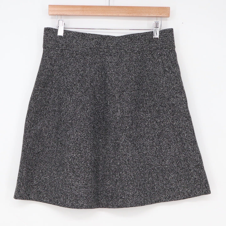LOFT Skirt Womens Medium A-Line Black White Marled Textured Knit Excellent