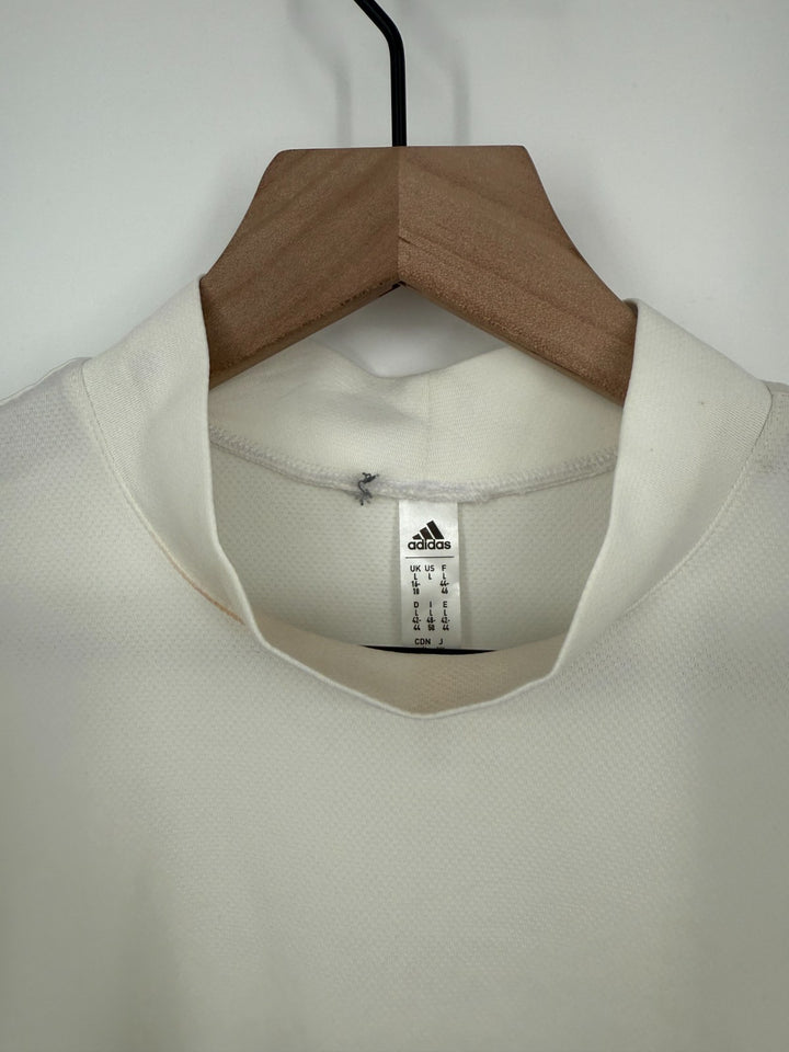 Adidas Golf Polo Shirt Womens Large White Trefoil Logo Mesh Stretch Mock Neck