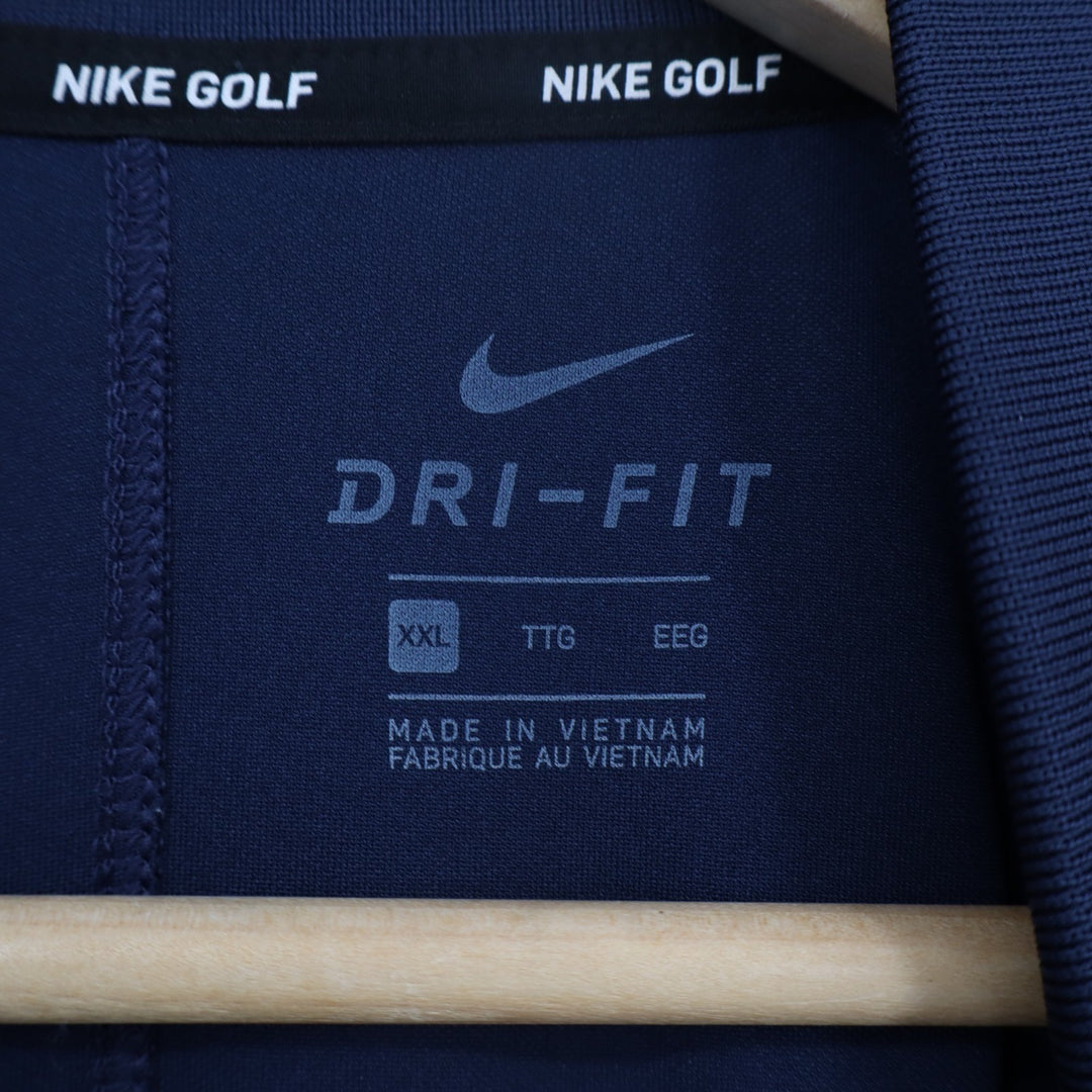 Nike Golf Dri-Fit Polo Shirt Men 2XL Navy Stretch Short Sleeve Collared Pullover