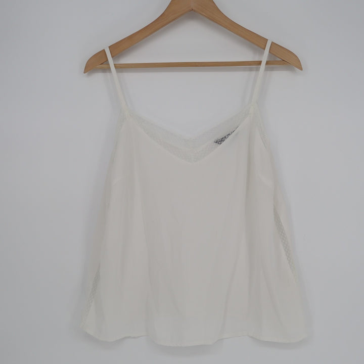 Shein Camisole Top Womens L White Mesh Lined Spaghetti Strap Scoop Neck Pullover