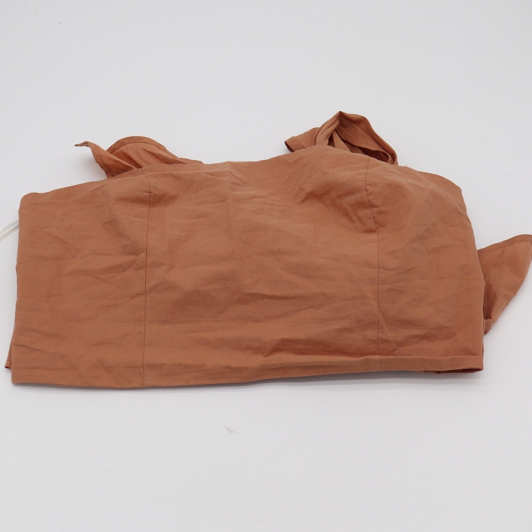 SHEIN Top Womens L Rust Orange Bow Front Smocked Excellent