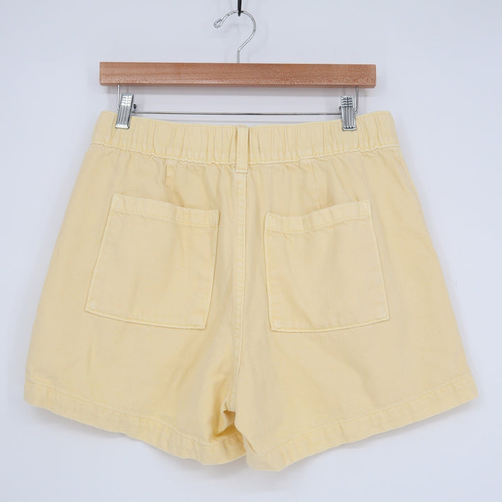 GAP Denim Yellow Utility Shorts High Rise Elastic Waist Womens Size Small Petite